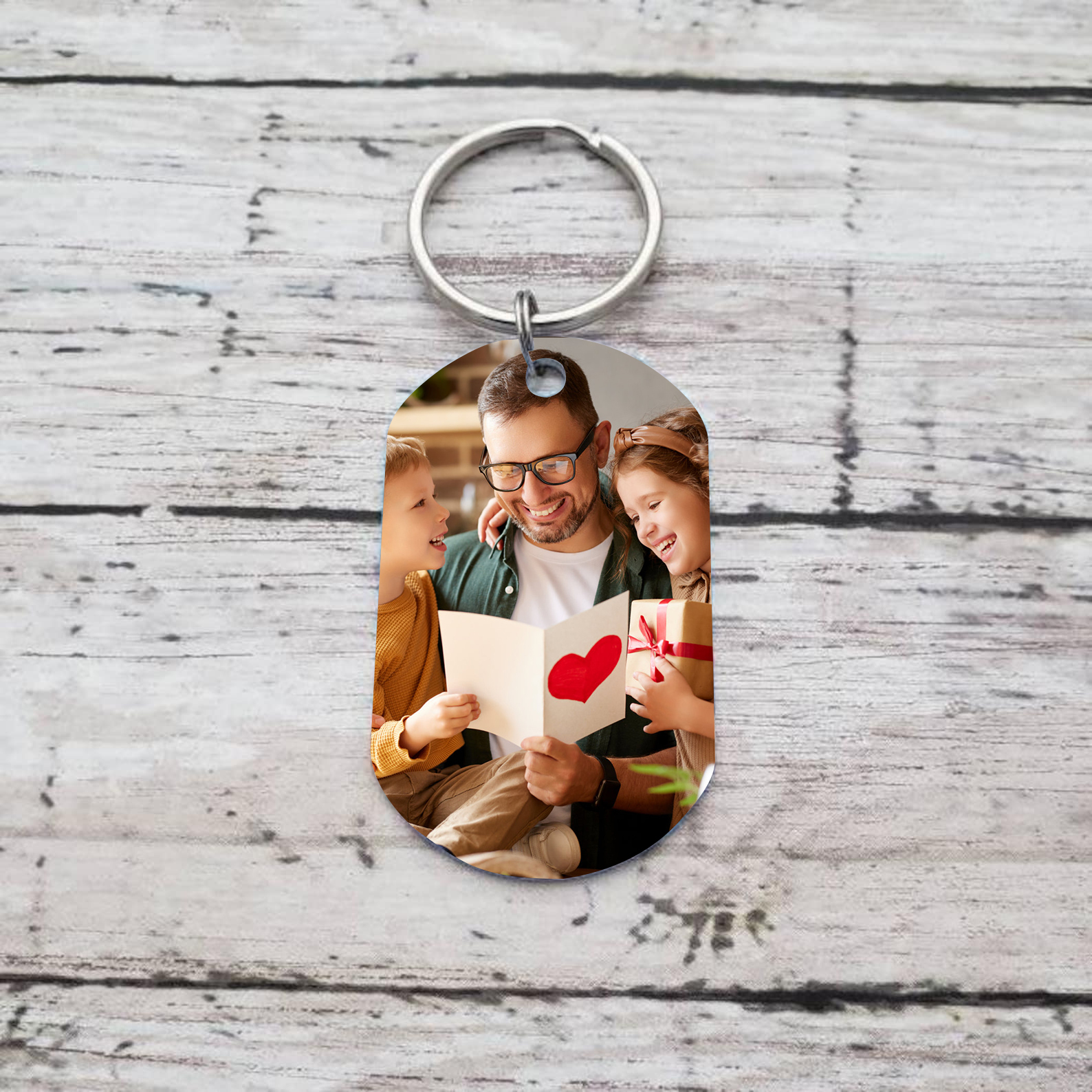 À mon Papa - Porte-Clés Personnalisé avec 2-5 Prénoms et Poings avec 1 Photo Cadeau pour “Meilleur Papa du Monde” | Jessemade