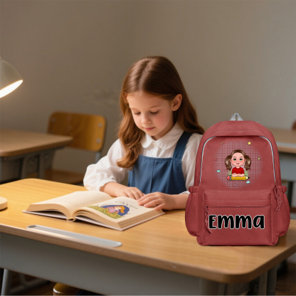 Cadeaux Rentrée Scolaire — Sac à dos Personnalisable avec Prénom et Illustration Rose/Rouge/Blance | Jessemade