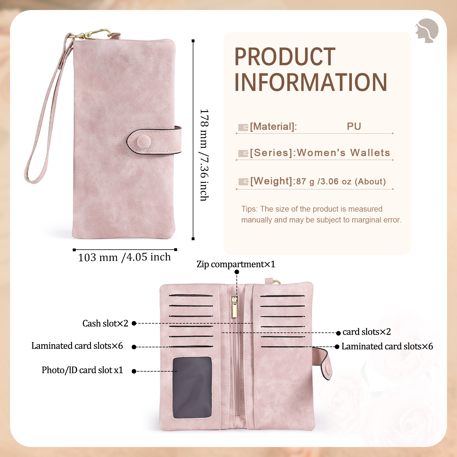 Portefeuille Femme Personnalisé Main et Cœur avec -8 Prénoms, Cadeau pour Femme ou Maman | Jessemade