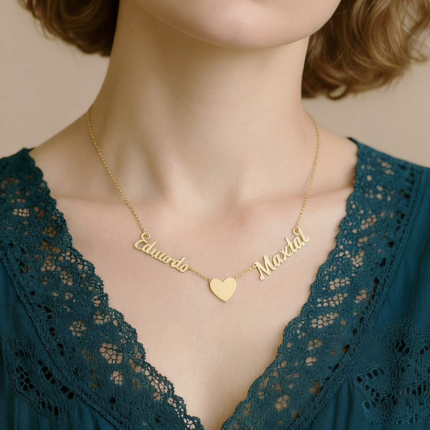 Collier Coeur 2 Prénoms Prénom Personnalisés Bijoux en Argent 925｜Jessemade