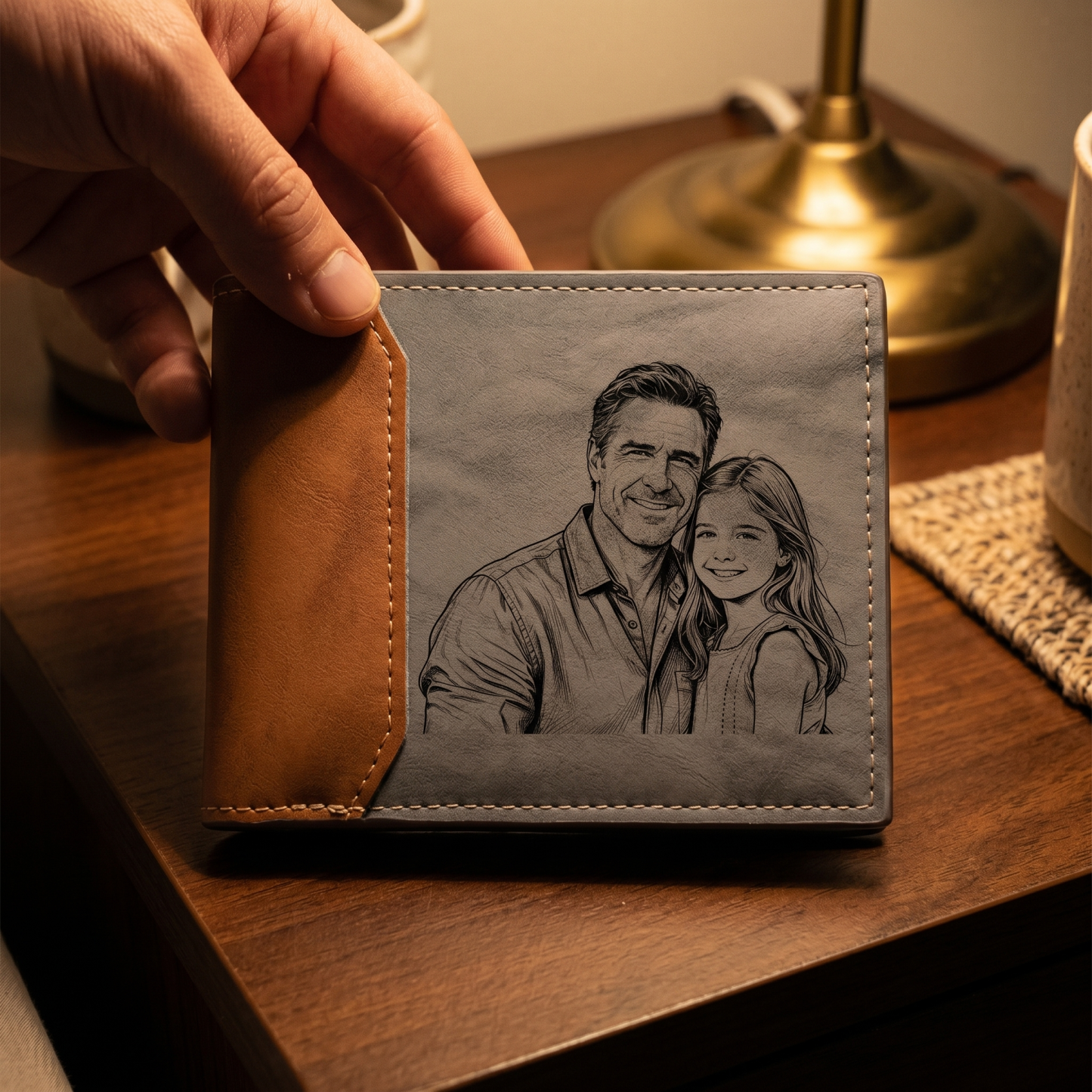 Portefeuille Nom Personnalisé avec photo Homme Porte-Monnaie Carte pour Homme | Cadeau Fête des Pères | Jessemade