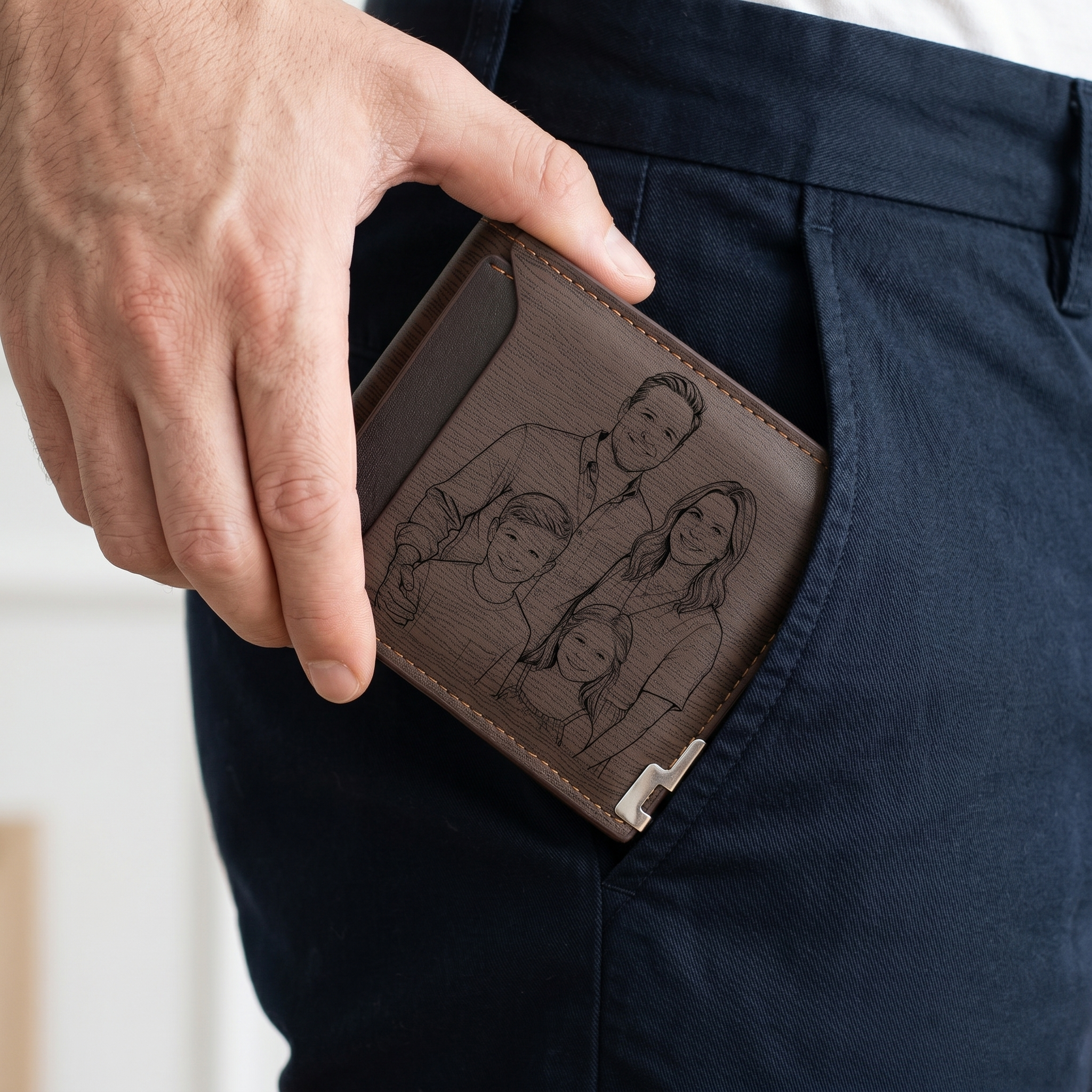 Portefeuille 1 Prénom Personnalisé avec Photo et Lettre Classique Homme Cadeau Saint-Valentin pour Homme | Jessemade