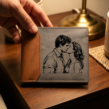 Portefeuille 1 Prénom Personnalisé avec Photo et Lettre Homme Porte-Monnaie Carte | Jessemade
