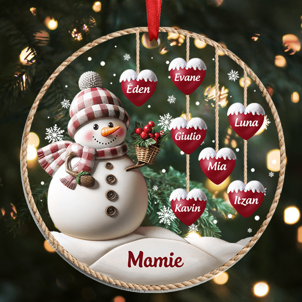 Boules De Noël Personnalisables Bonhomme De Neige - Lot De 7 Avec Prénoms, Décoration Sapin Et Maison - 7