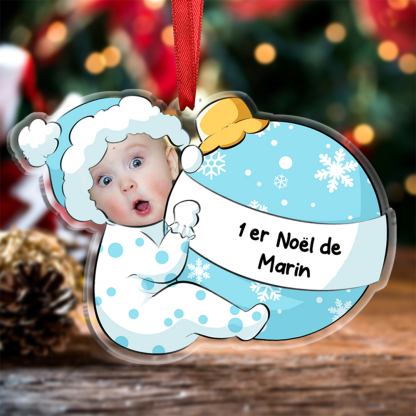 [Copy]Ornements de Noël Bébé en Acrylique Photo et Prénom Personnalisés
