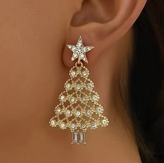 Boucles d'Oreilles Sapin de Noël avec Perles Cadeau Noël pour Femmes| Jessemade