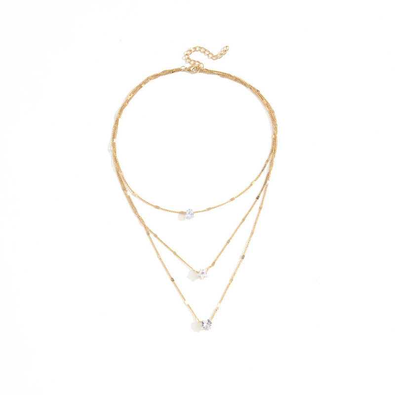 Collier à Trois Rangées avec Pendentifs Cristal et Étoile pour Femmes | Jessemade