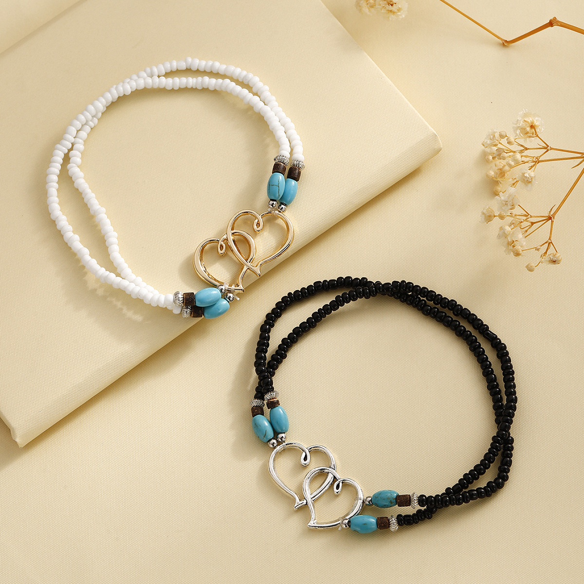 Bracelet de cheville Bohème avec Coeur et Perles pour Femmes | Jessemade