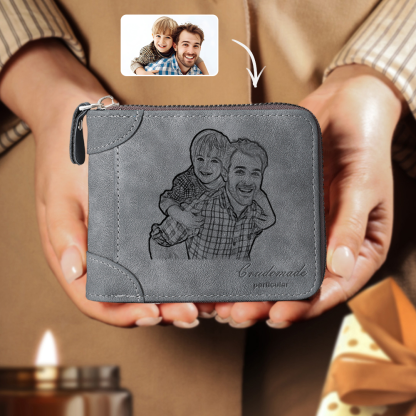 Portefeuille Photo Personnalisé Classique Homme Porte-Monnaie Carte Cadeau pour Père