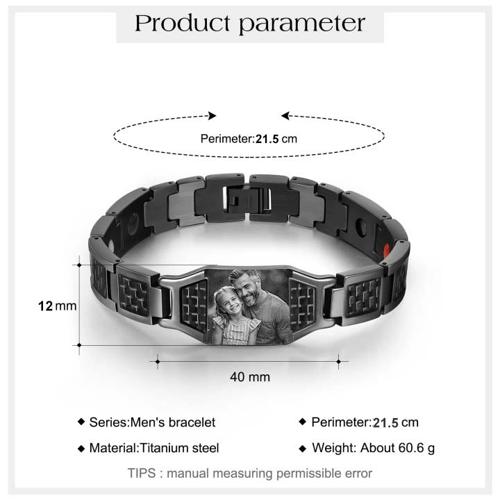 Coffret Cadeau 3PCS - Portefeuille Bracelet et Stylo Prénom et Lettre Personnalisés avec Photo pour Homme | Jessemade