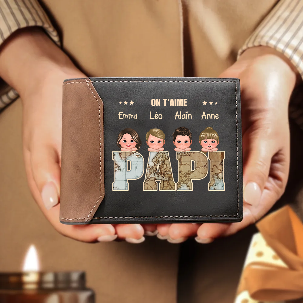 À mon Papi Portefeuille Classique 1-6 Prénoms Personnalisés Porte-Monnaie Carte | Jessemade