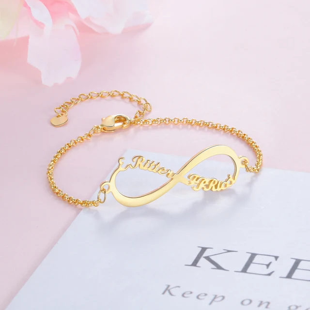 Bracelet Infini 2 Prénoms Personnalisés