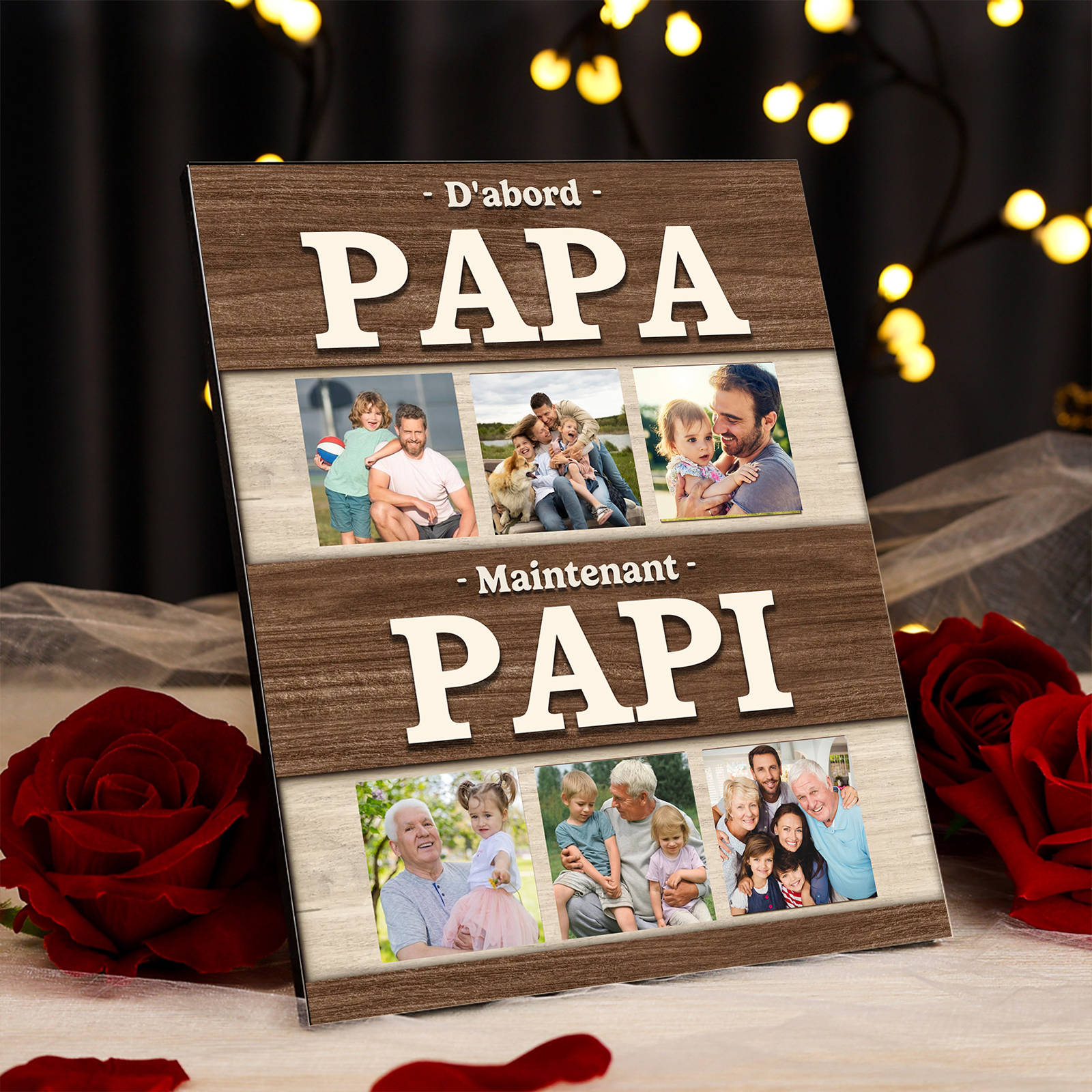 À mon Papa/Papi-Cadre Photo en Bois Personnalisés avec 6 Photos