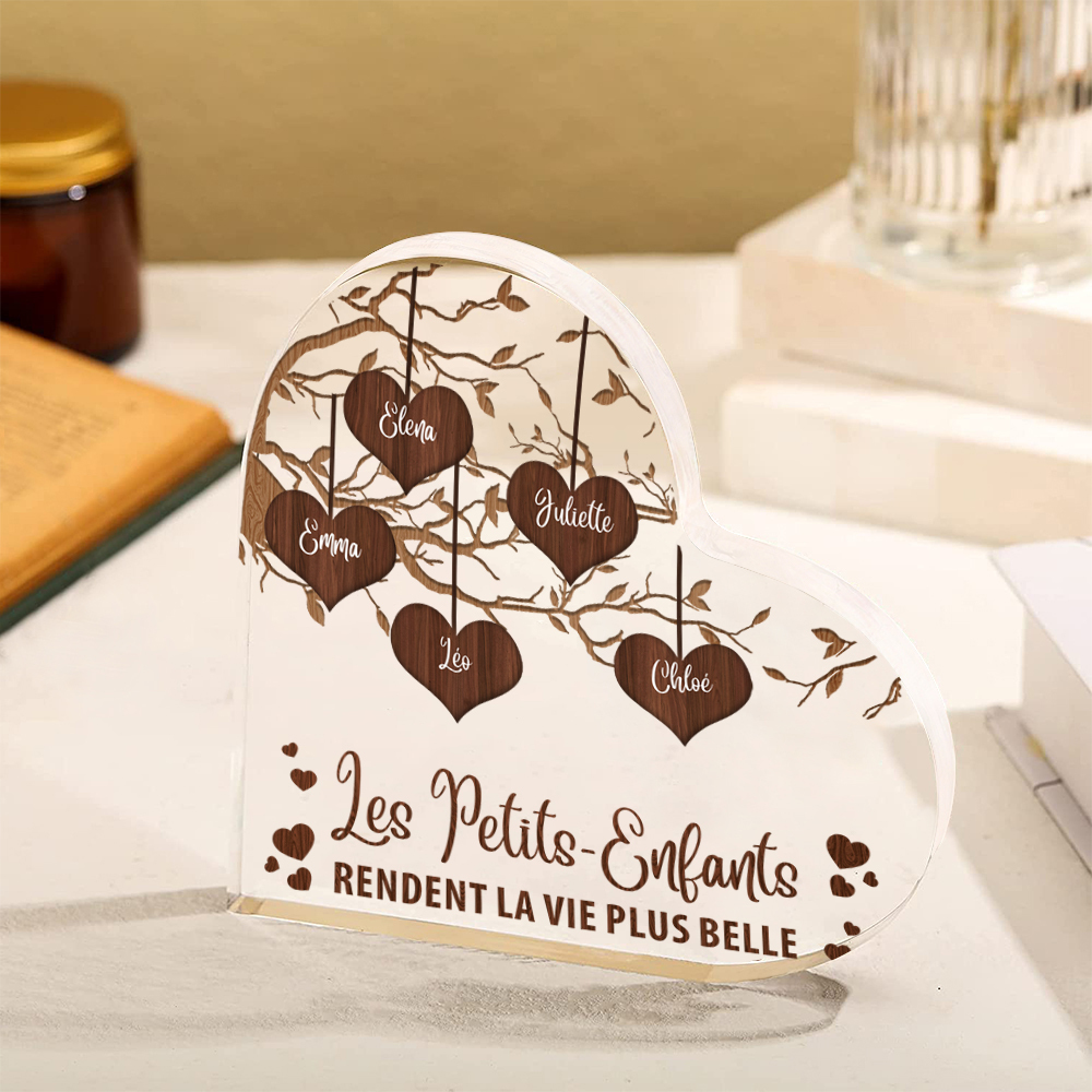 [Copy]Plaque Acrylique en Forme de Cœur 1-6 Prénoms Personnalisés Jardin de Mamie