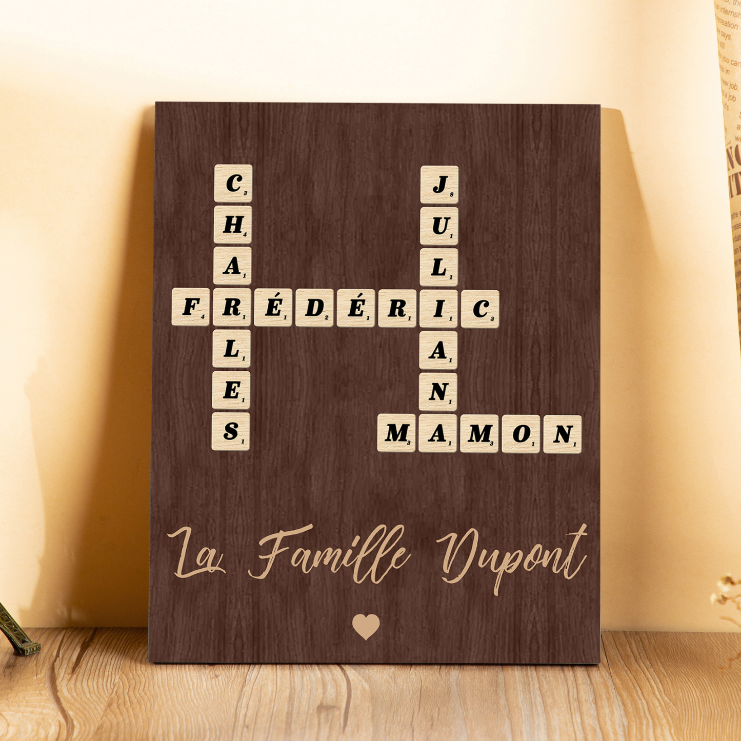 Cadre en Bois Arbre 3-8 Prénoms Personnalisés Cadeau pour Famille | Je
