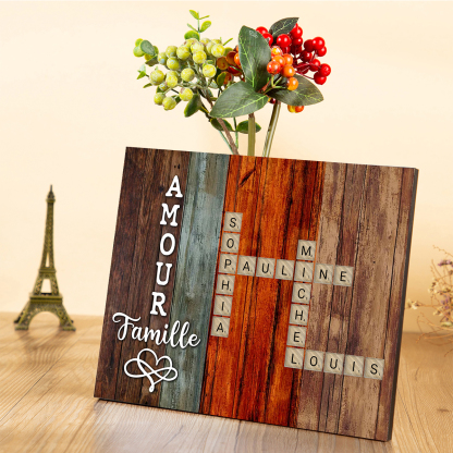 Cadre en Bois grille de mots croisés 1-12 Prénoms Personnalisés Amour famille Cadeau pour Famille | Jessemade