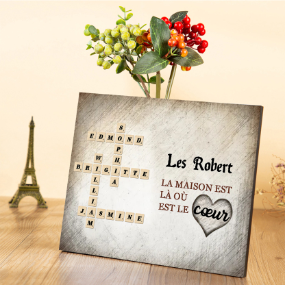 Cadre en Bois grille de mots croisés 1-12 Prénoms familialux Personnalisés Amour famille Cadeau pour Famille | Jessemade