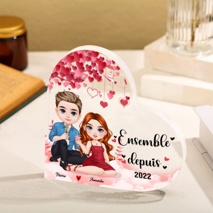 Plaque Acrylique Cœur Couple sous arbre romantique 2 Prénoms Personnalisés Cadeua pour couple Saint-Valentin | Jessemade