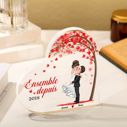 Plaque Acrylique en forme Cœur arbre romantique 2 Prénoms Personnalisés Cadeua pour couple Saint-Valentin | Jessemade