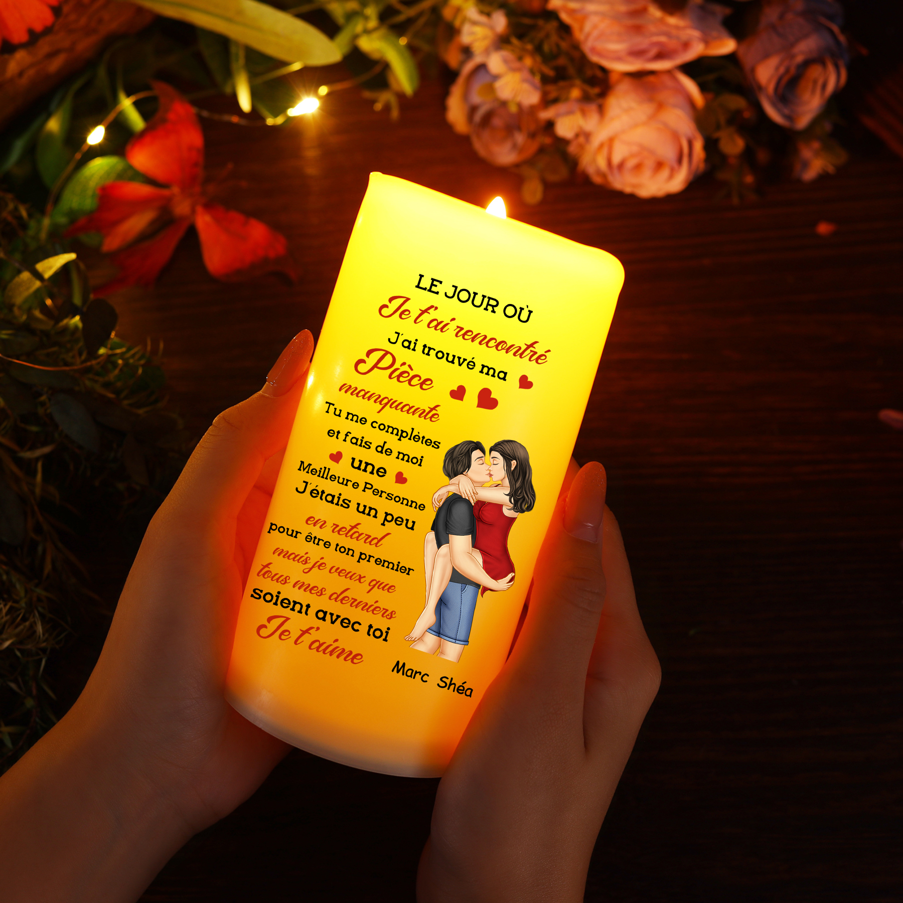 Bougie Électronique mots croisés 1-12 Prénoms LED Lumières Personnalisées avec Texte Romantique | Jessemade