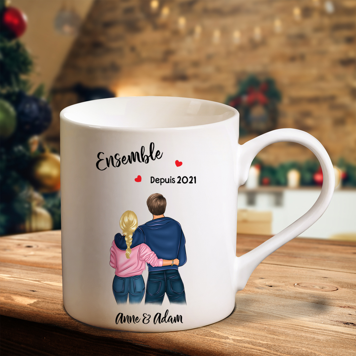 Tasse Céramique 2 Prénoms Personnalisés avec Texte Cadeau pour couple | Jessemade