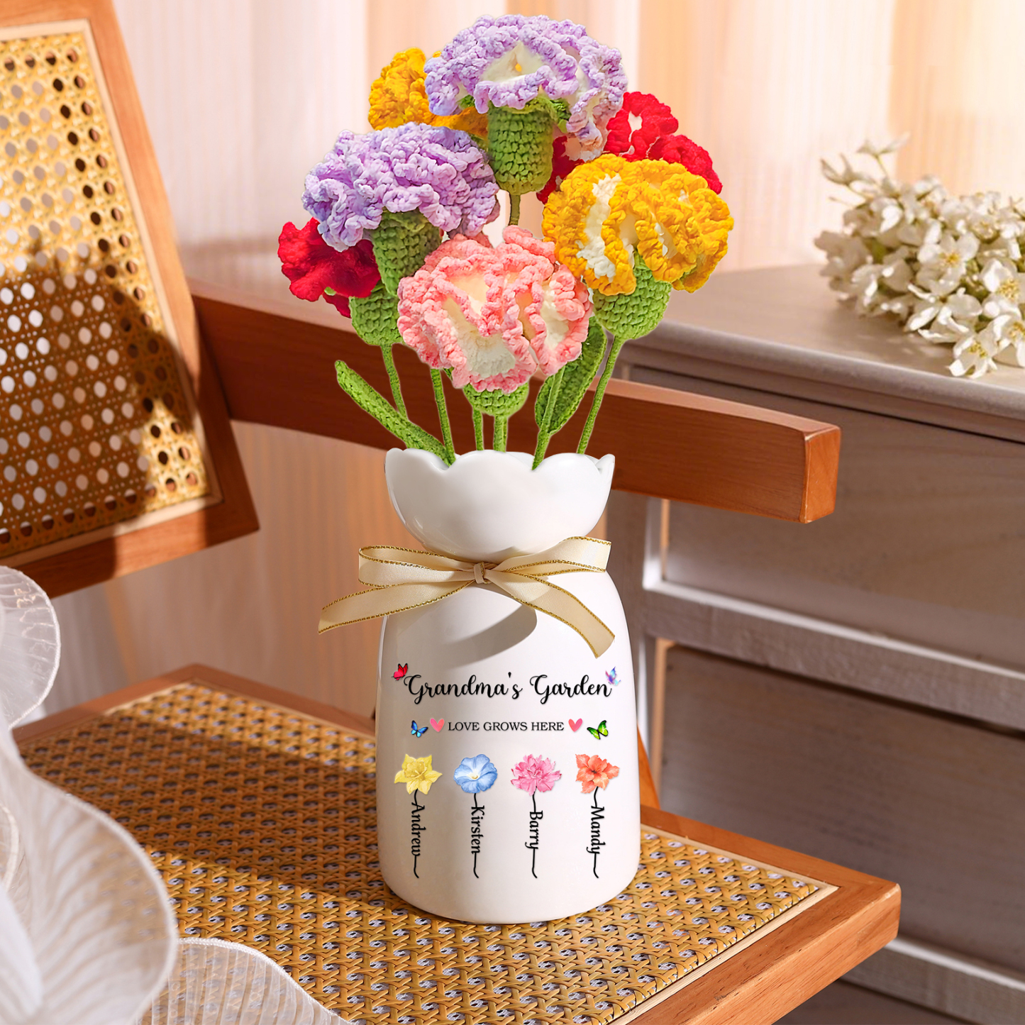 Bouquet de Fleurs au Crochet Fait Main – Roses, Tulipes ou Œillets en Fil Doux | Jessemade