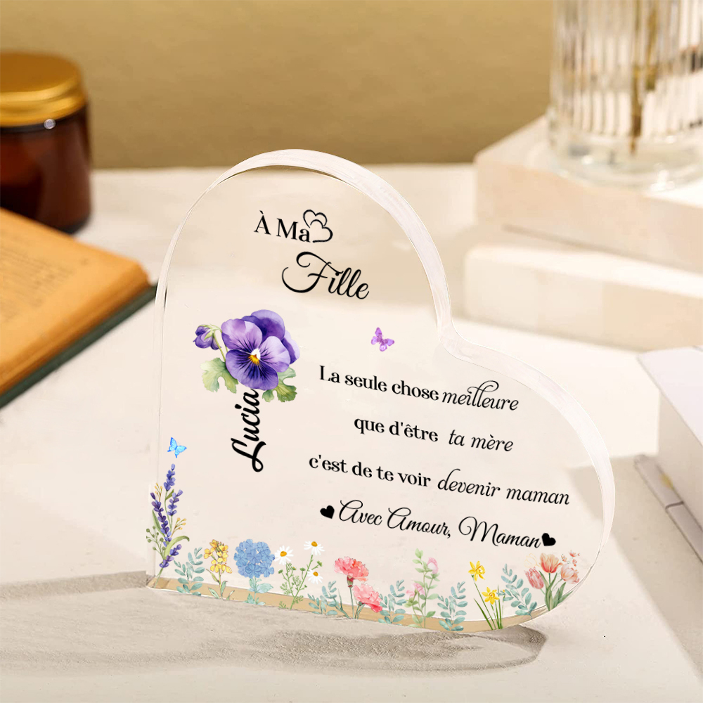 [Copy]À Maman - Plaque Acrylique Cœur 5 Textes Personnalisé Le jour où tu es devenue ma maman Déco de Maison | Jessemade