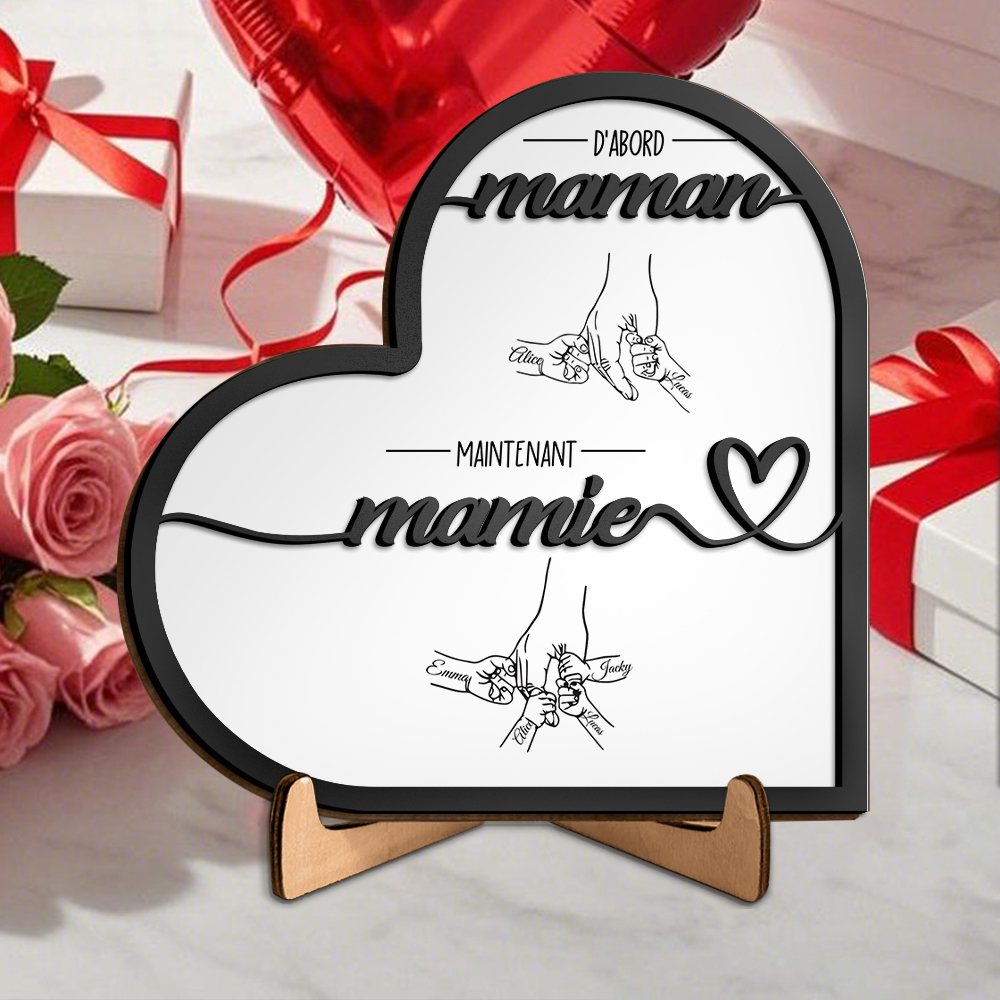 À ma Fille - Plaque Acrylique Cœur personnalisé avec 1 Prénom, Fleur de naissance et Texte Déco de Maison | Jessemade