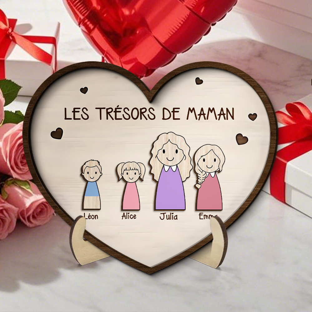 À Maman-Cœur en bois personnalisé – décoration avec prénoms d’enfants | Jessemade