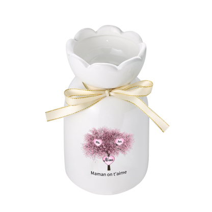 À Maman/Mamie - Vase Personnalisés avec 3-8 Prénoms et 1 Texte Vase en Céramique (sans fleurs) | Jessemade
