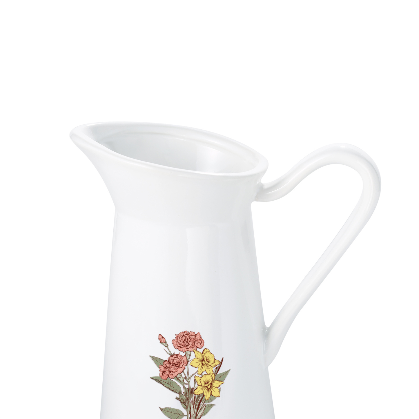 À Maman/Mamie - Vase Personnalisé 2-6 Prénoms et Fleurs de Naissance avec 1 Texte Vase Forme Pichet en Céramique (sans fleurs) | Jessemade