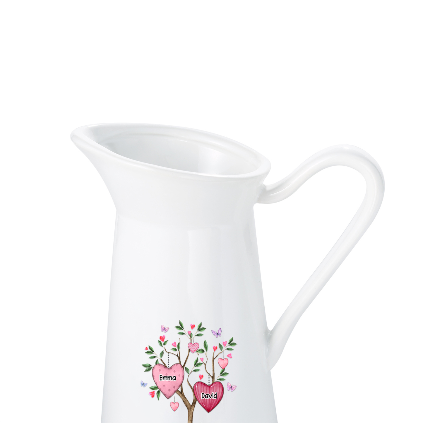 À Maman/Mamie - Vase Personnalisé 2-8 Prénoms et 1 Date avec 1 Texte Vase Forme Pichet en Céramique (sans fleurs) | Jessemade