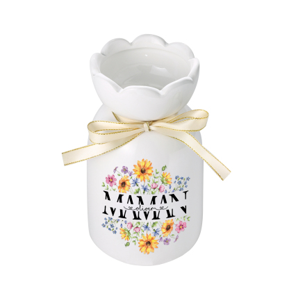 À ma Maman-Vase à Fleurs avec Ruban 1 Prénom Personnalisé Vase en Céramique (sans fleurs) | Jessemade