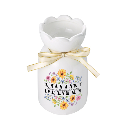 À ma Maman-Vase à Fleurs avec Ruban 3 Prénoms Personnalisés Vase en Céramique (sans fleurs) | Jessemade