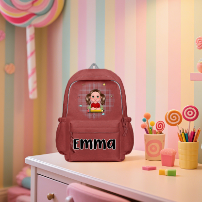 Cadeaux Rentrée Scolaire — Sac à dos Personnalisable avec Prénom et Illustration Rose/Rouge/Blance | Jessemade
