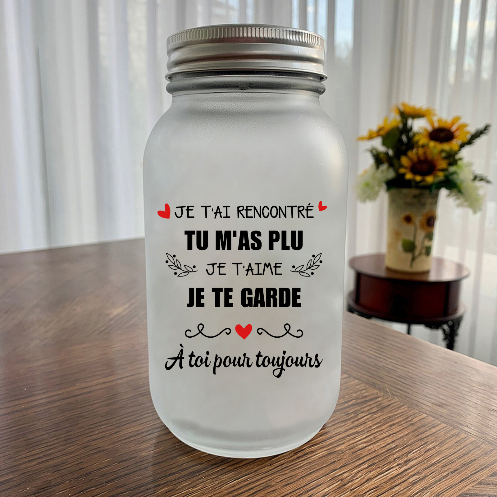 Bouteille lumineuse Ornements Cadeau pour couple 2 prénoms personnalisés Verre  | Jessemade
