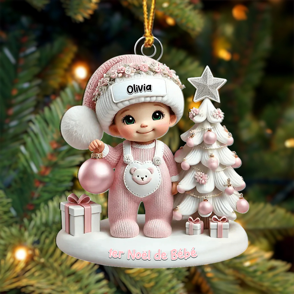 Décoration de sapin Premier Noël de bébé personnalisée, souvenir personnalisable, cadeau plein de sens pour les nouveaux parents et les grands-parents | Jessemade
