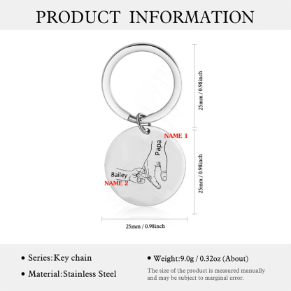 À mon Papa - Porte-Clés La Main Dans La Main 2 Prénoms Personnalisé