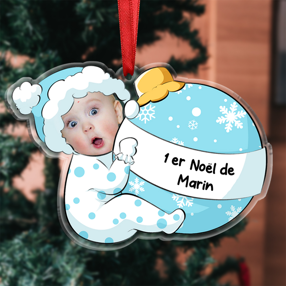 [Copy]Ornements de Noël Bébé en Acrylique Photo et Prénom Personnalisés
