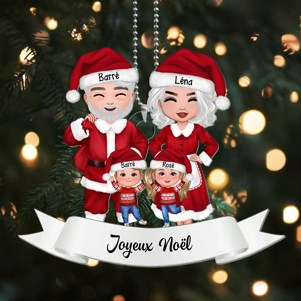 Décoration Sapin Noël Croix ailes et cardinal 2 Prénoms Personnalisés Cadeau pour mamie et papi | Jessemade
