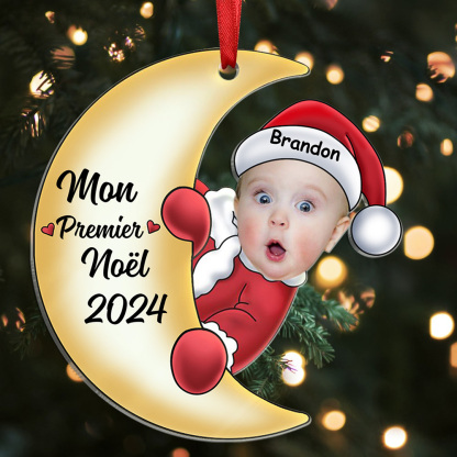 Décoration Sapin Noël Bébé en Acrylique Photo et Prénom Personnalisés Cadeau pour enfant | Jessemade