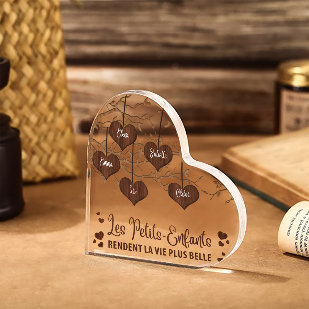 [Copy]Plaque Acrylique en Forme de Cœur 1-6 Prénoms Personnalisés Jardin de Mamie