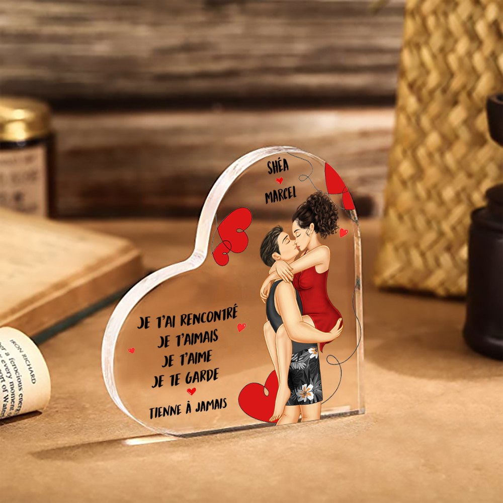 Plaque Acrylique Cœur 2 Prénoms Personnalisés Couple Romantique Cadeua pour couple Saint-Valentin | Jessemade