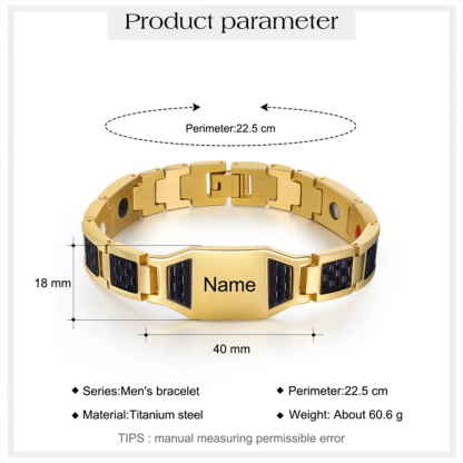 Bracelet magnétique 1 Prénom Personnalisé en Acier au titane