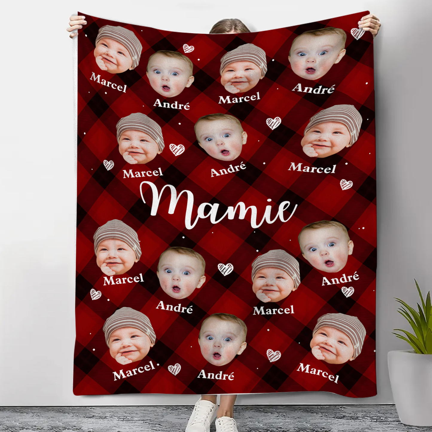 À Mamie - Plaid en flanelle 1-5 Prénoms Personnalisés avec Photos des Enfants Couverture Personnalisé pour Mamie | Jessemade