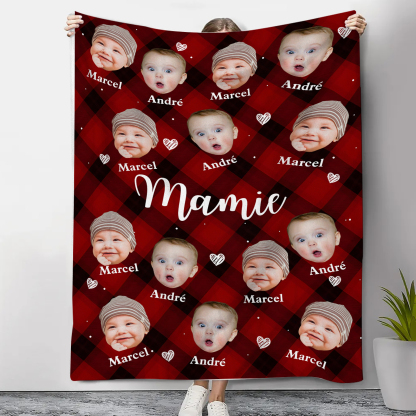 À Mamie - Plaid en flanelle 1-5 Prénoms Personnalisés avec Photos des Enfants Couverture Personnalisé pour Mamie | Jessemade