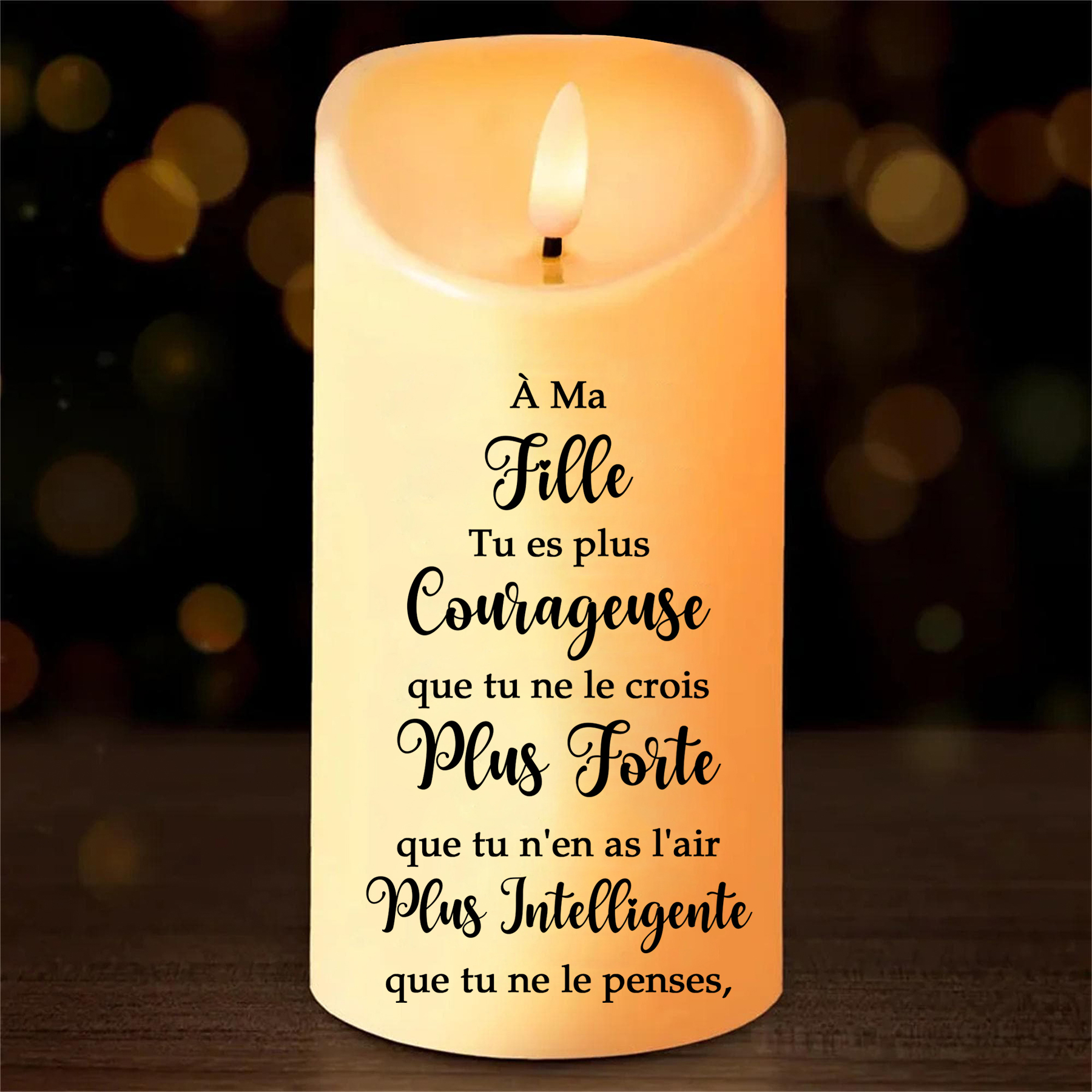 À ma fille - Bougie Électronique Personnalisée avec 2 Prénoms et Texte LED Lumières pour Couple | Jessemade