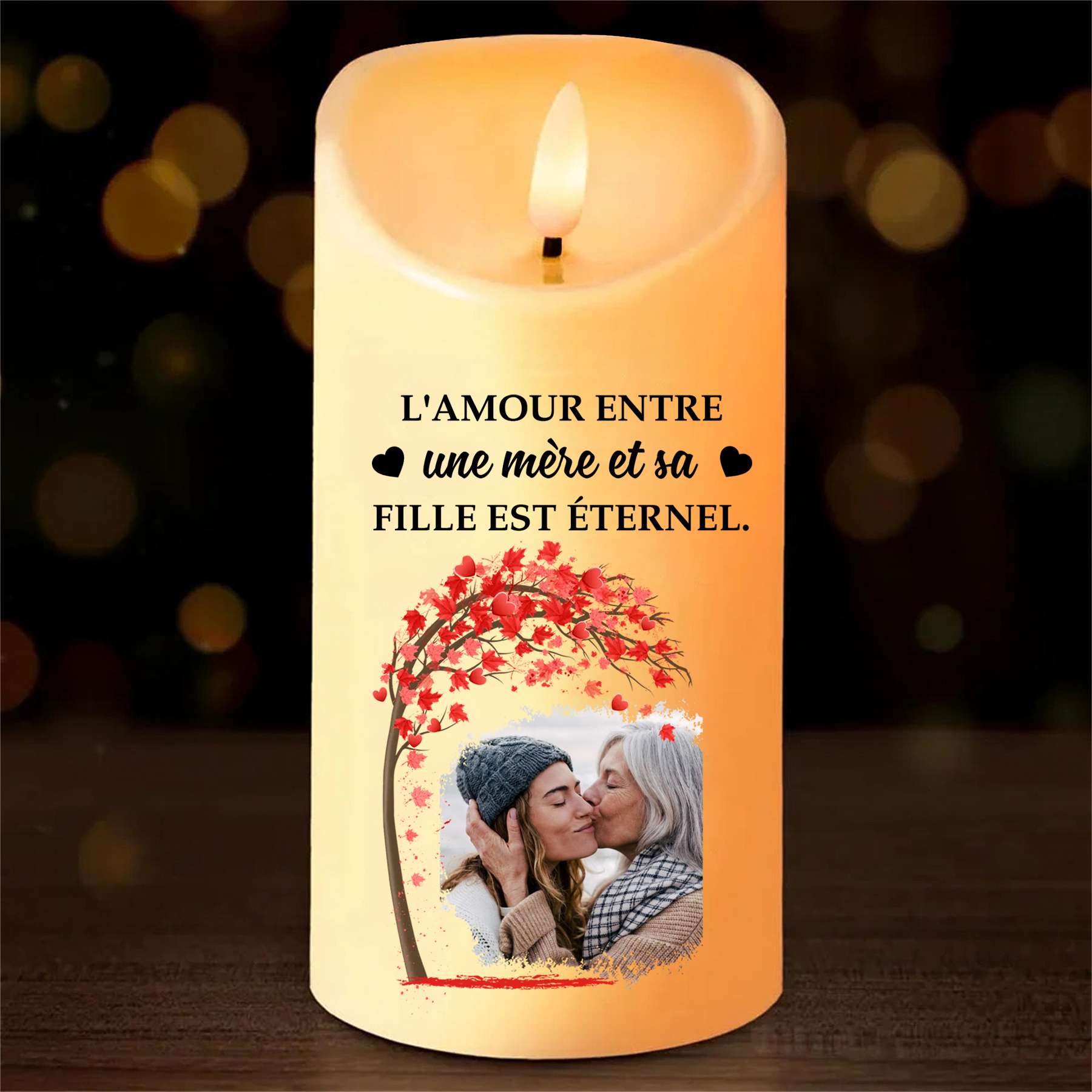 À ma Maman - Bougie Électronique Photo Personnalisée avec Message Lumières Led pour Maman | Jessemade