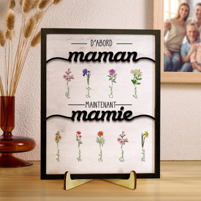 À Maman - Plaque en bois Personnalisé avec Fleurs de Naissance et Prénoms Décoration pour Maman | Jessemade