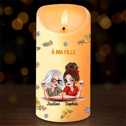 À ma Fille-Bougie LED 2 Prénoms Personnalisés Bougie Électronique Cadeau lumineux et touchant de Maman à sa Fille | Jessemade